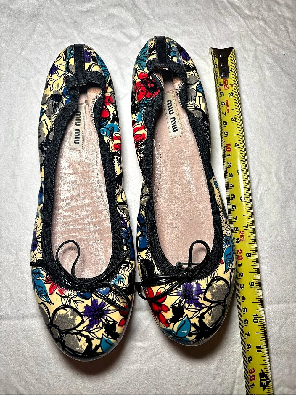 Miu Miu Multi-color Floral Print Patent Leather Ballet Flats EU 40 US 9.5-10